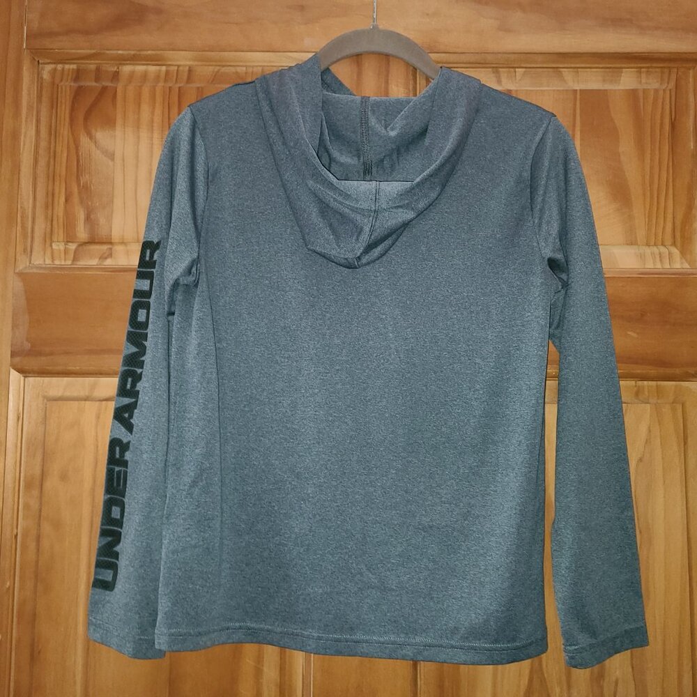 Boys Gray Under Armour Long Sleeve Hooded Pullover - Picture 2 of 2